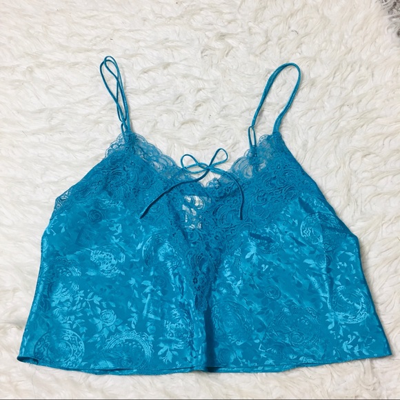 Victoria’s Secret Cami Tank Top Nightgown Lace turquoiseFloral Size Large - Picture 3 of 13